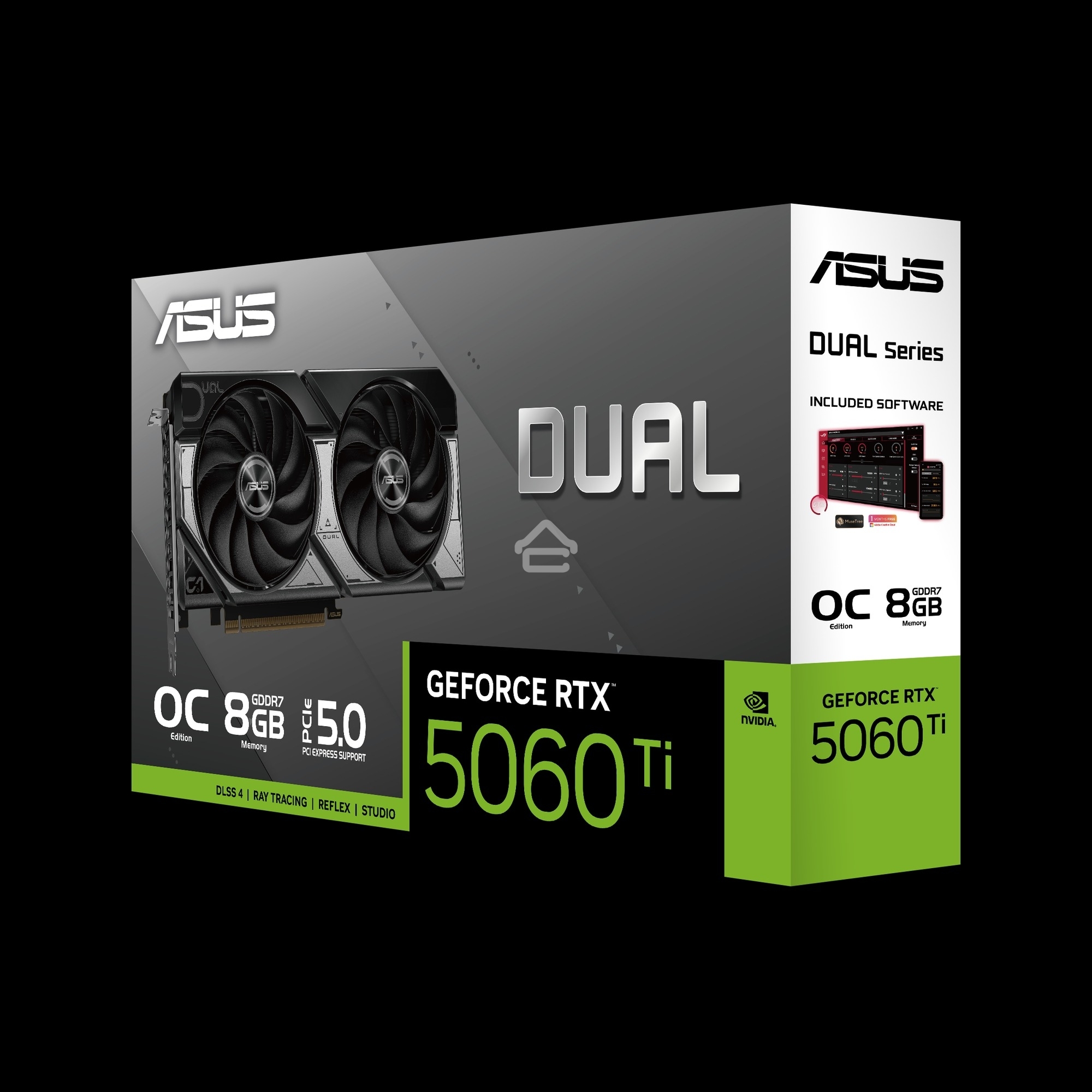 Видеокарта ASUS RTX5060Ti DUAL OC 8GB GDDR7 128bit 3xDP HDMI 2FAN RTL DUAL-RTX5060TI-O8G