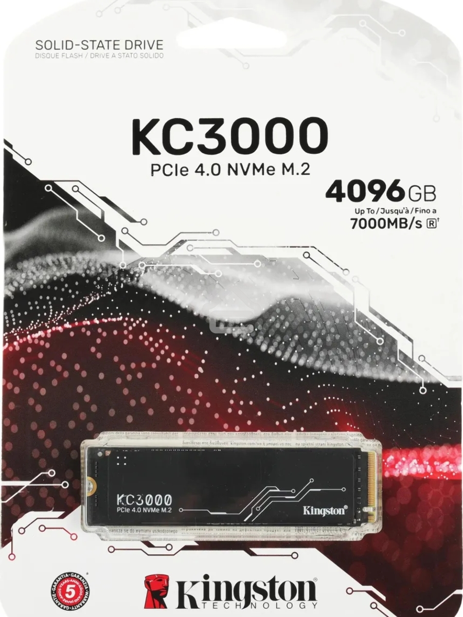 Накопитель SSD Kingston KC3000, 4Tb, PCIe 4.0 x4, M.2 2280, NVMe, R/W 7000/7000, с радиатором