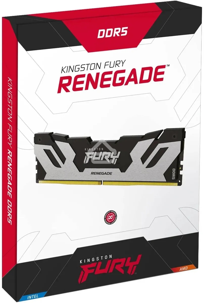 Оперативная память Kingston Fury Renegade, DDR5, 48Gb (1x48GB), 6000MHz, CL32, DIMM, с радиатором, серебристый