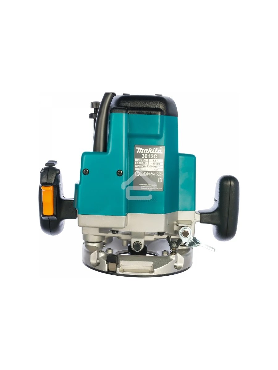 Фрезеры Makita 3612C Фрезер, {1850Вт,9000-23000об\м,ход-60мм,цанга-12мм,6кг,кор,пл пуск, эл тормоз, направл}