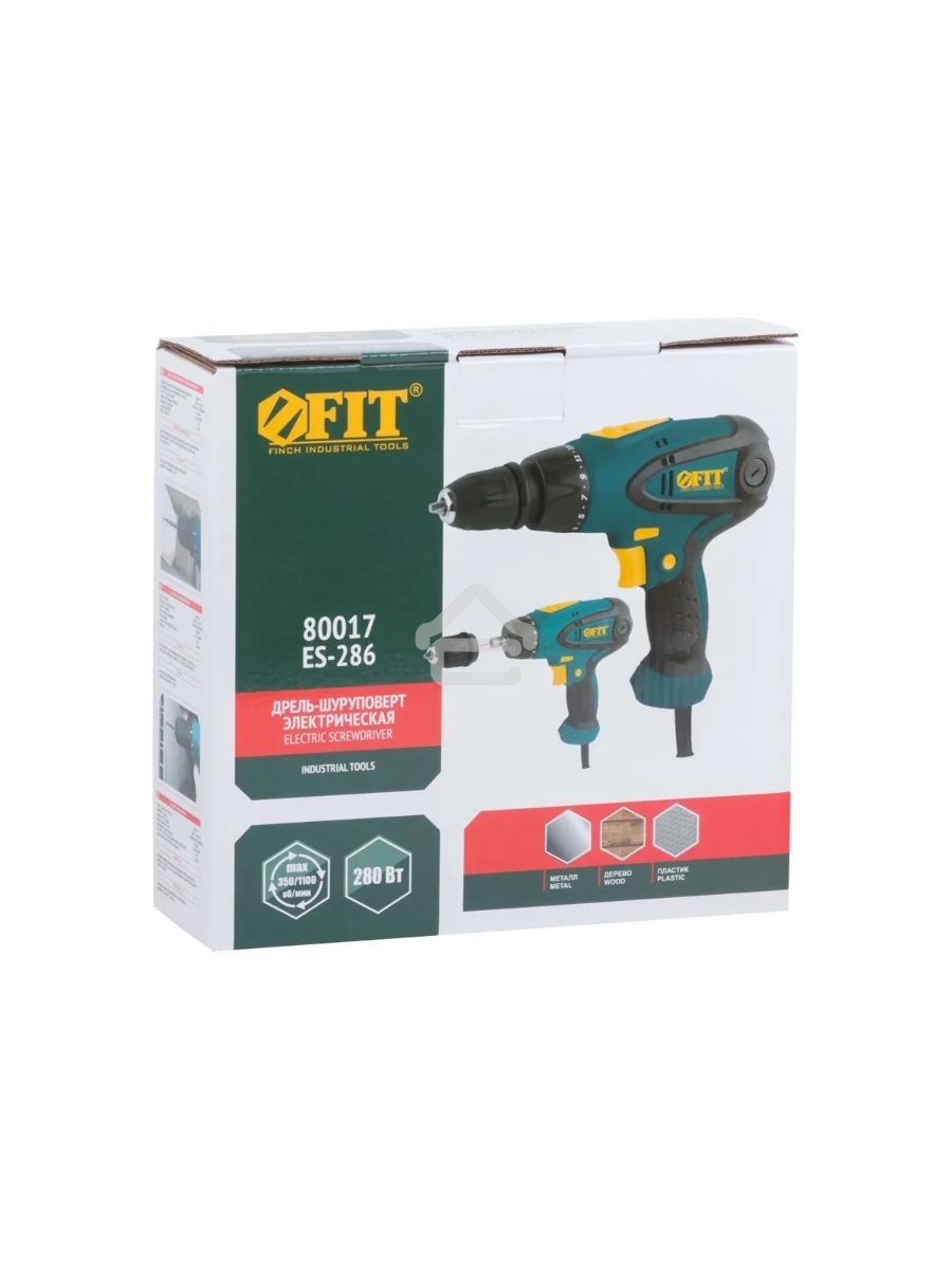 Дрель-шуруповерт Fit 80017, Сетевая, 280 Вт