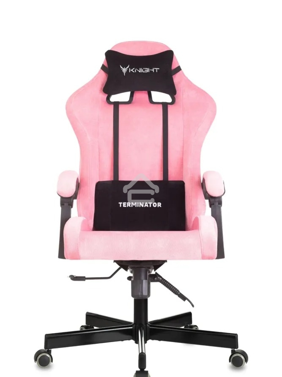 Кресло игровое Knight Terminator розовый Velvet 36, крестов. металл