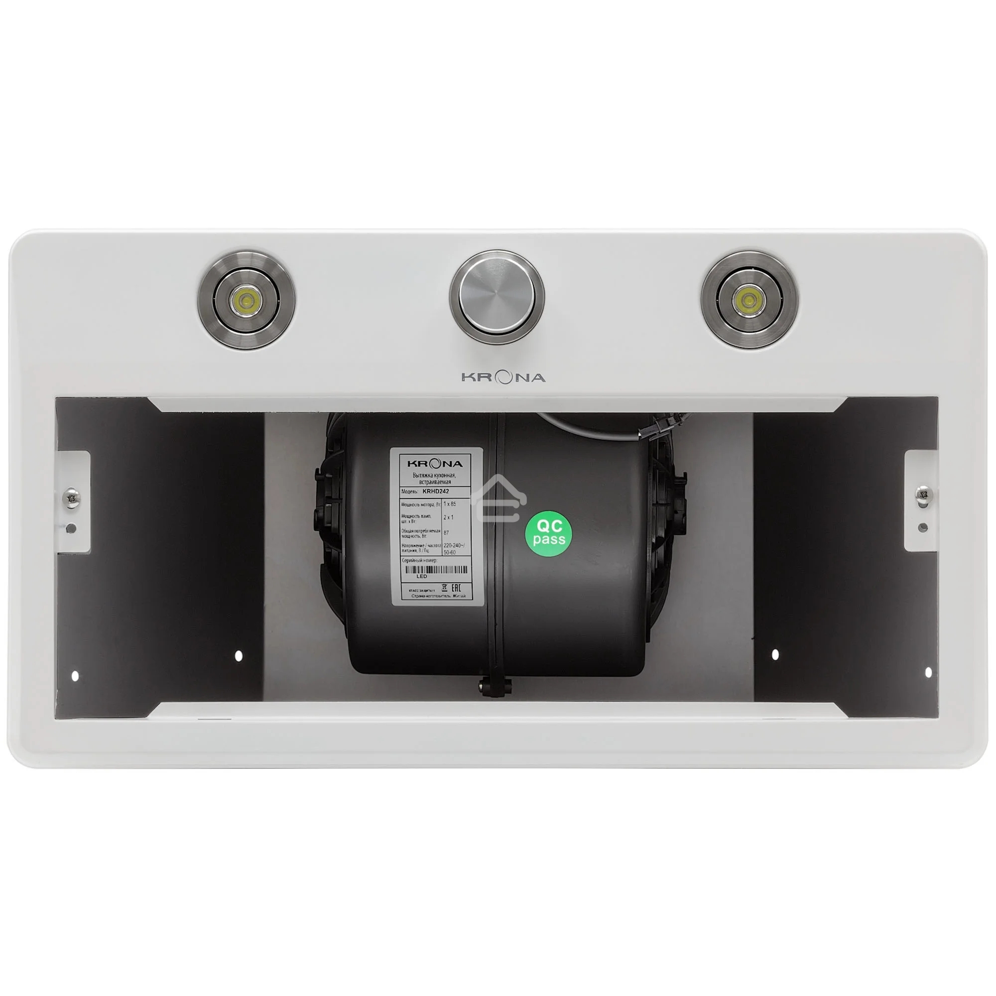 Вытяжка встраиваемая KRONA Sven 600 one knob белый, 60 см, 1000 куб. м/ч, 53 дБ