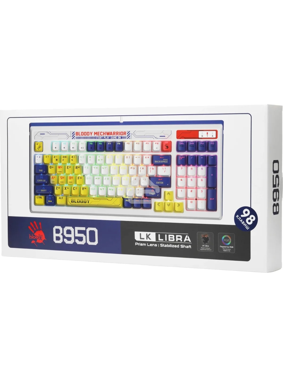 Клавиатура A4Tech Bloody B950 проводная USB синий/белый
