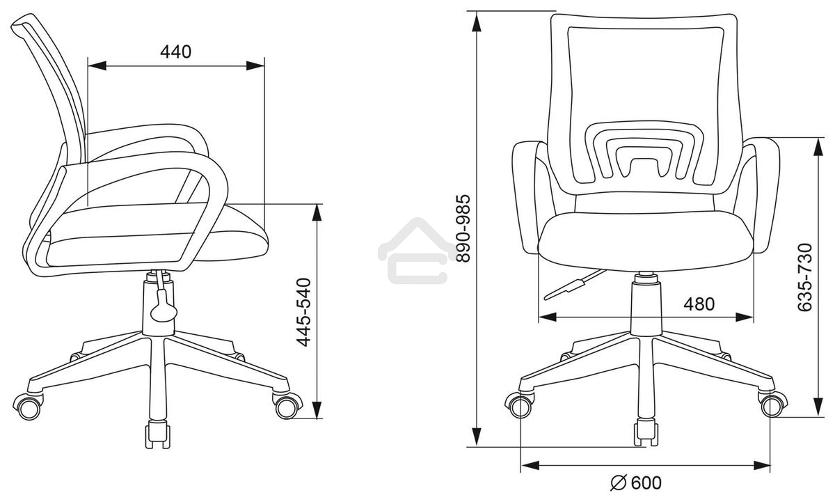 Кресло компьютерное Бюрократ CH-W695NLT TW-04 TW-12 темно-серый, сетка/ткань, крестовина пластик, пластик белый