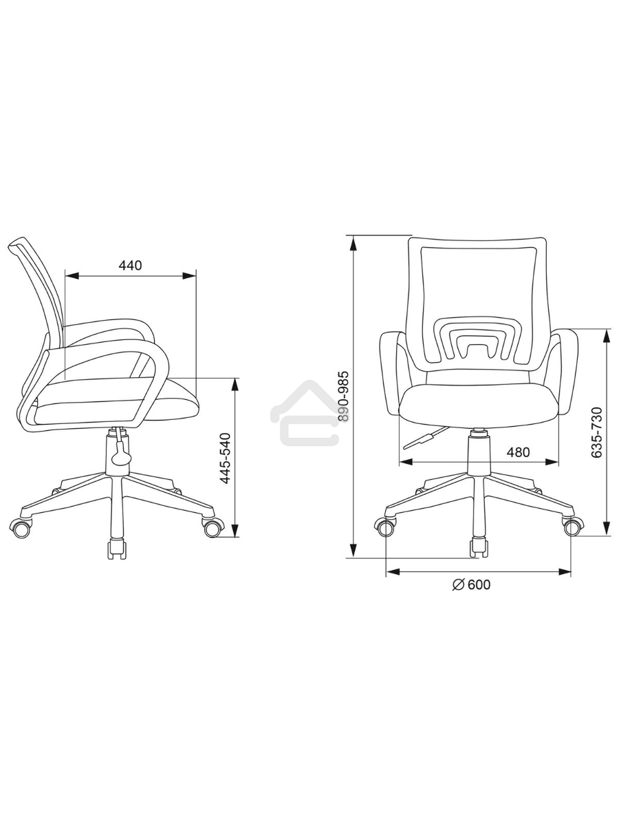 Кресло компьютерное Бюрократ CH-W695NLT TW-04 TW-12 темно-серый, сетка/ткань, крестовина пластик, пластик белый