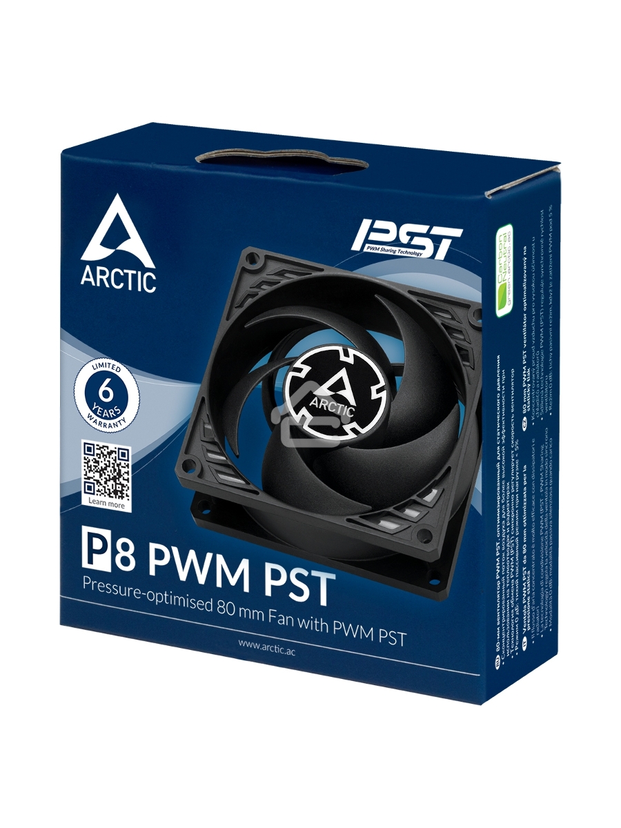 Вентилятор для корпуса Arctic P8 PWM PST черный, 80 мм, 3000 об/мин, 22.5 дБ, 4 pin