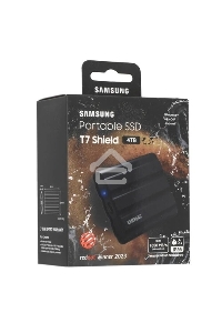 Внешний SSD External Samsung T7 Shield черный MU-PE4T0S/EU 4.0Tb (USB3.2 Gen2, up to 1050/1000Mbs, 3D TLC, 88х13х59mm, 98g)
