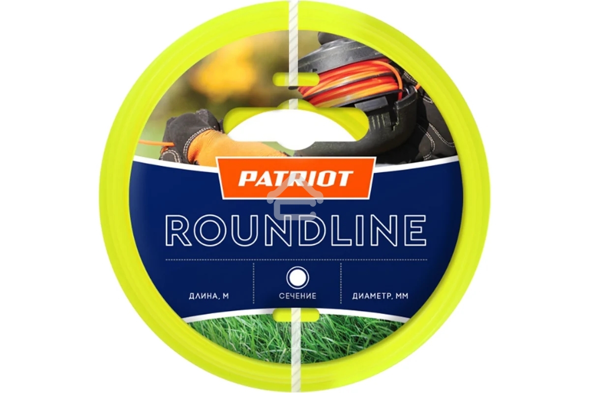 Леска для триммеров PATRIOT Roundline D 2,0мм L 15м круглая, желтая 200-15-1