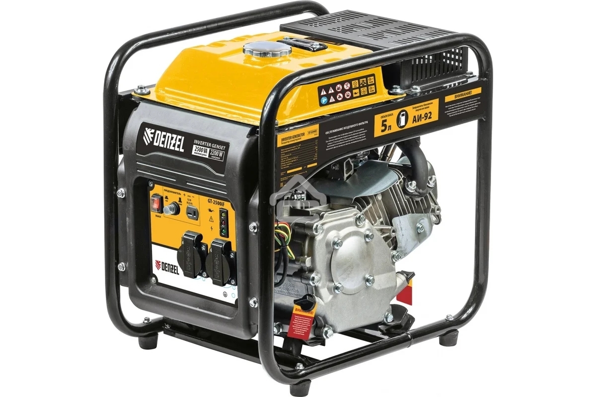 Электрогенератор бензиновый инверторный Denzel GT-2500iF, 2.5 кВт, 96 дБ, 26 кг