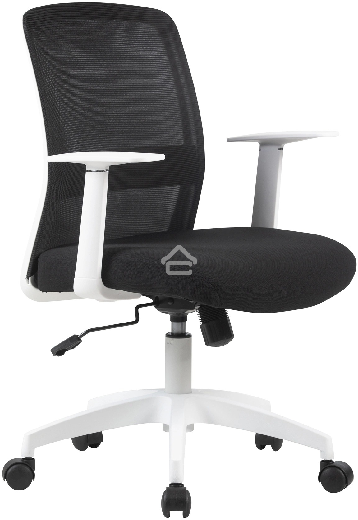 Кресло компьютерное Cactus CS-WMC333-BK черный, сиденье черный, сетка/ткань, низк.спин. крестов. пластик, пластик белый