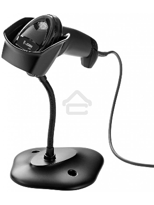 Сканер штрих-кода ручной Zebra DS2208 с подставкой, 2D имидж, проводной, 762 мм/сек, USB, чёрный
