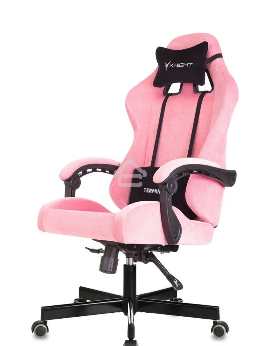 Кресло игровое Knight Terminator розовый Velvet 36, крестов. металл