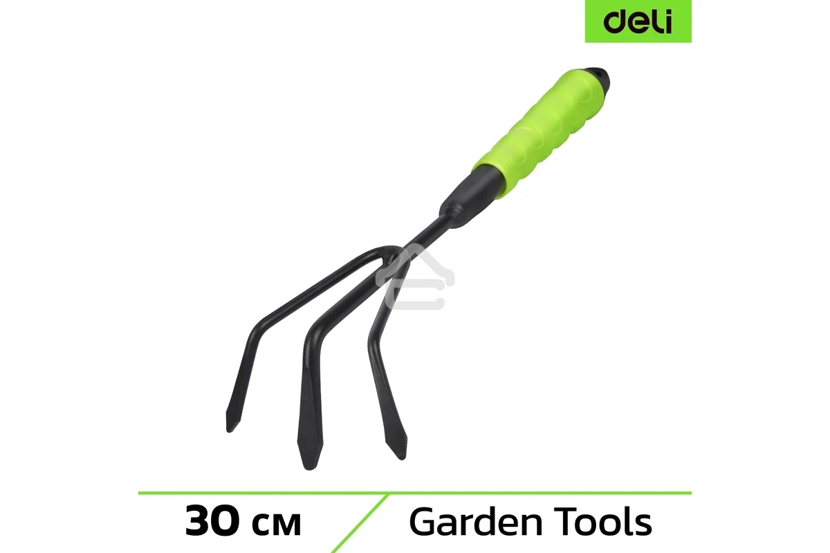Рыхлитель садовый ручной трехзубый Deli DL580815 длина 30 см, защита от ржавчины и коррозии, противоскользящая рукоять