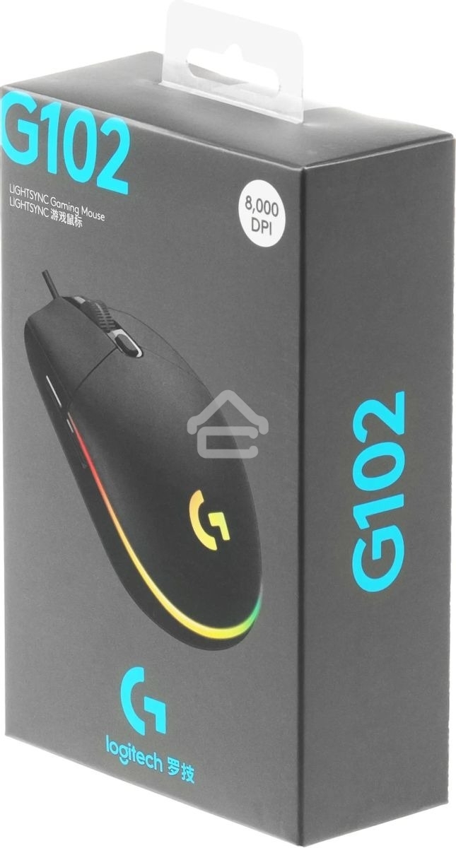 Мышь проводная Logitech G102 LIGHTSYNC черный, 8000 dpi, USB, кнопки - 6