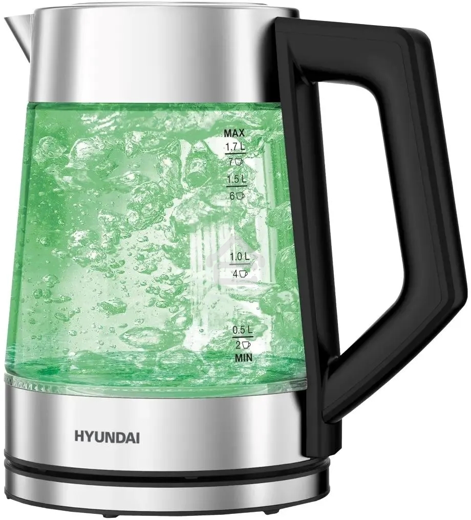 Чайник электрический Hyundai HYK-G4402 1.7 л, 2200 Вт, черный/серебристый корпус: стекло