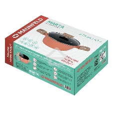Кастрюля Maunfeld MARTA MCS41FA06CL из кованого алюминия со стеклянной крышкой, 24 см, 4,1 л.