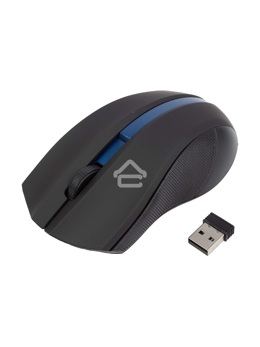Мышь беспроводная HIPER HOMW-074 черный/синий, 1000 dpi, радиоканал, USB, кнопки - 3