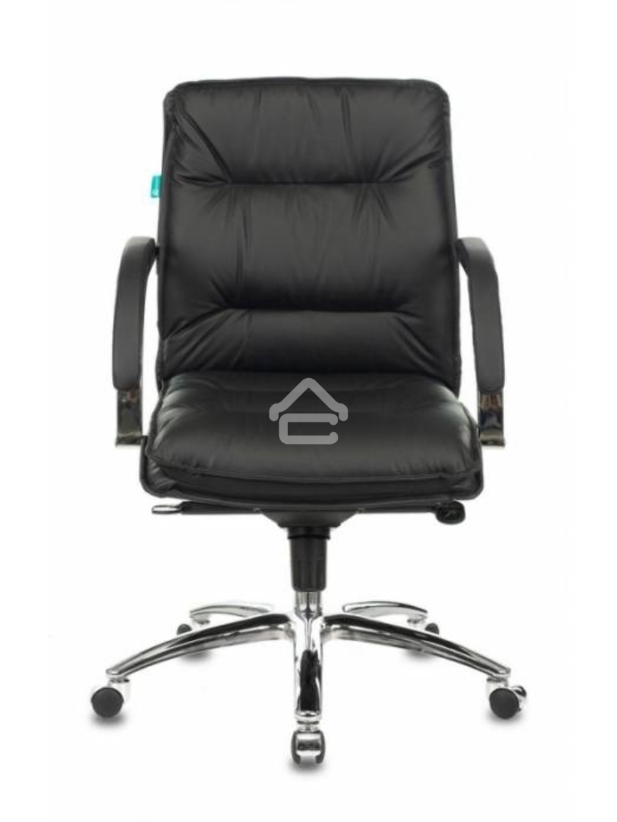 Кресло руководителя Бюрократ T-9927SL-LOW/BLACK черный, кожа, низкая спинка, крестовина хром