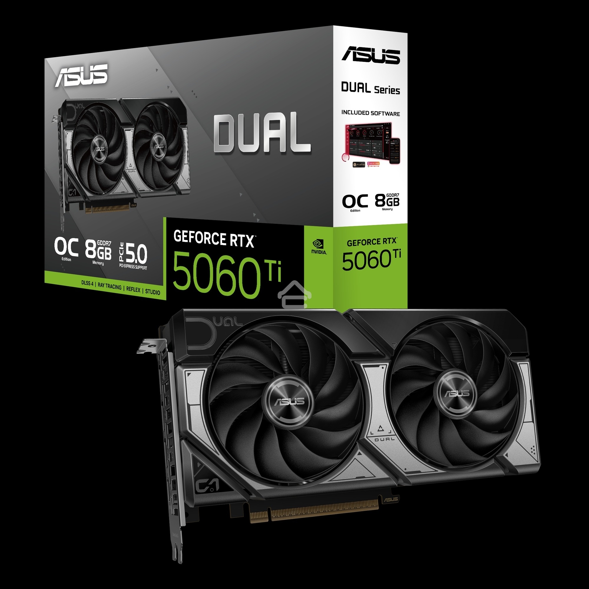 Видеокарта ASUS RTX5060Ti DUAL OC 8GB GDDR7 128bit 3xDP HDMI 2FAN RTL DUAL-RTX5060TI-O8G