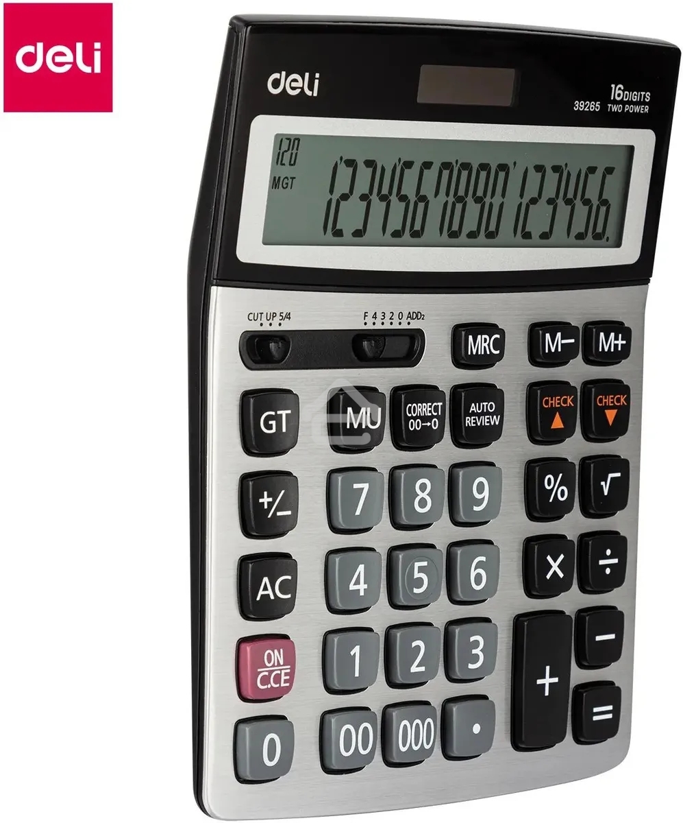 Калькулятор бухгалтерский Deli E39265 серый 16-разр.