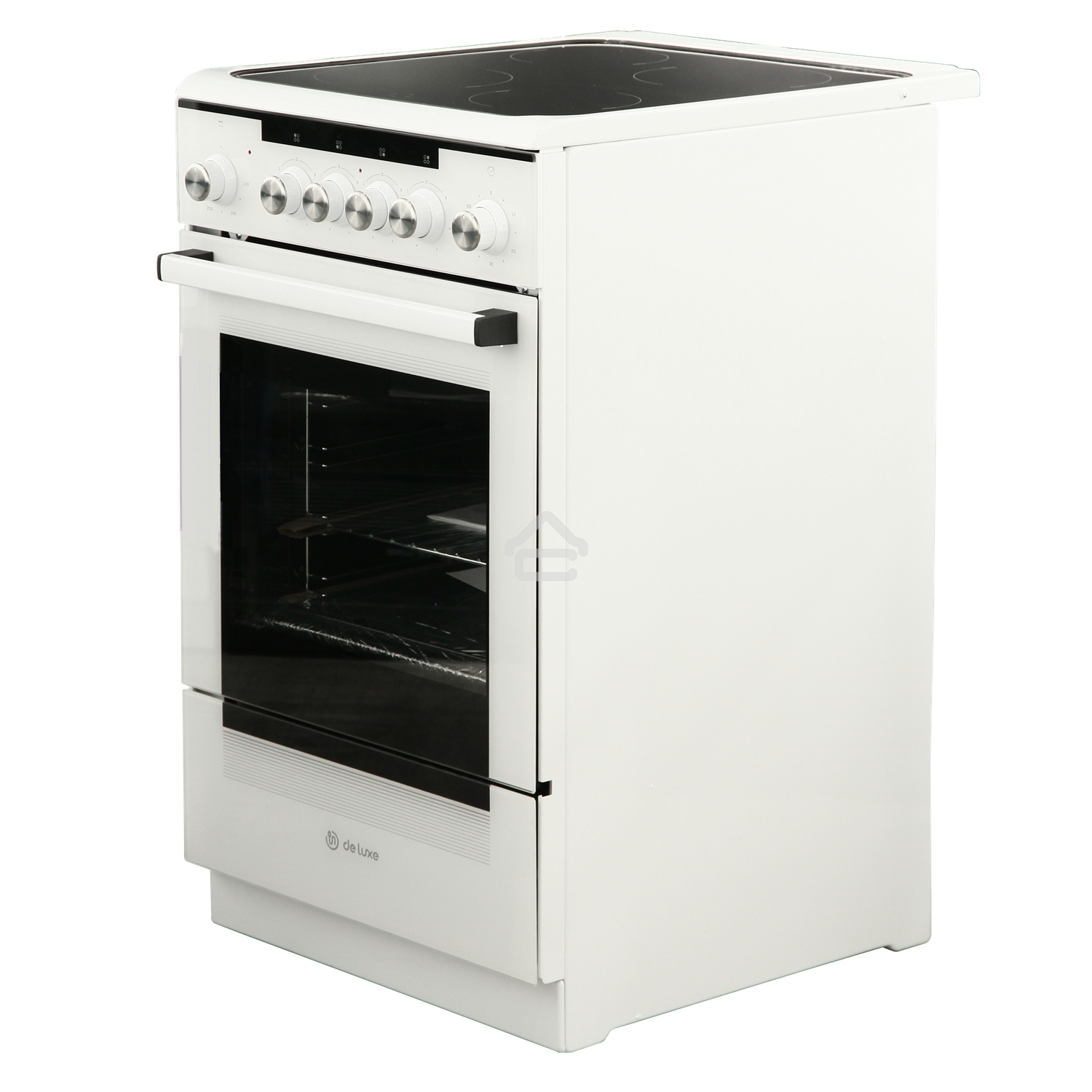 Плита электрическая De Luxe 506004.13ЭС белый, конфорок 4 электрических (стеклокерамика), духовка 60 л, 50 см x 87 см x 60 см