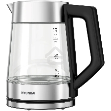 Чайник электрический Hyundai HYK-G4402 1.7 л, 2200 Вт, черный/серебристый корпус: стекло