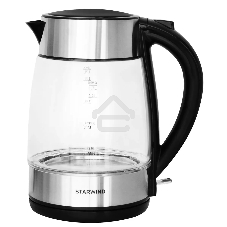 Чайник электрический Starwind SKG3026 1.7л. 2200Вт черный/серебристый (корпус: стекло)