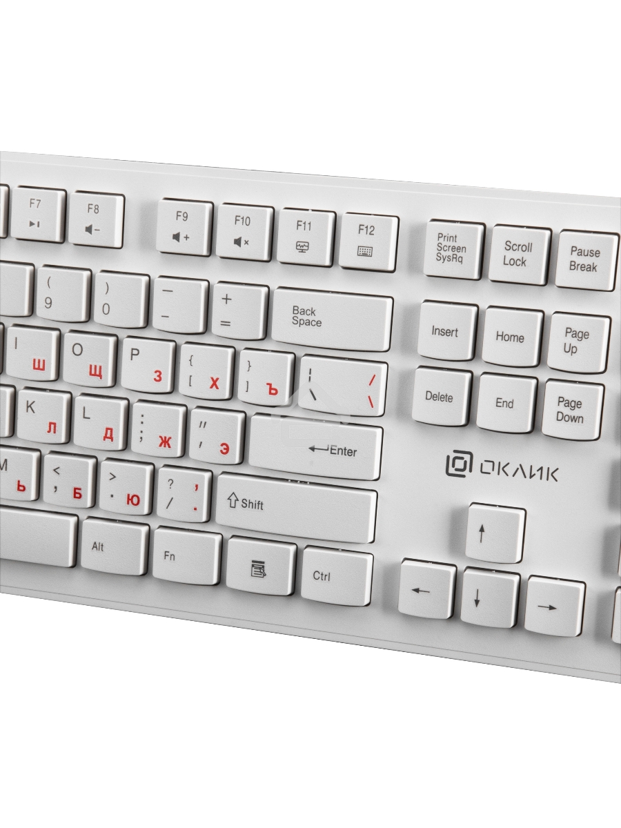 Клавиатура Oklick 505M белый USB slim