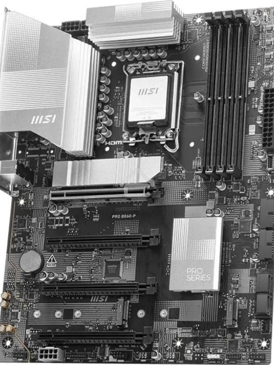 Материнская плата MSI PRO B860-P, LGA 1851, Intel B860, 4xDDR5, 4xSATA, 3xM.2, 1xPCIe 5.0 x16, 1xPCIe 4.0 x4, 2xPCIe 4.0 x1, 1xHDMI, 1xDP, 1xUSB-C, 1x 5Gb LAN, 2xUSB-A 3.2 Gen 2, 2xUSB-A 3.2 Gen 1, 4xUSB-A 2.0, 3x3.5 мм, 7.1, ATX