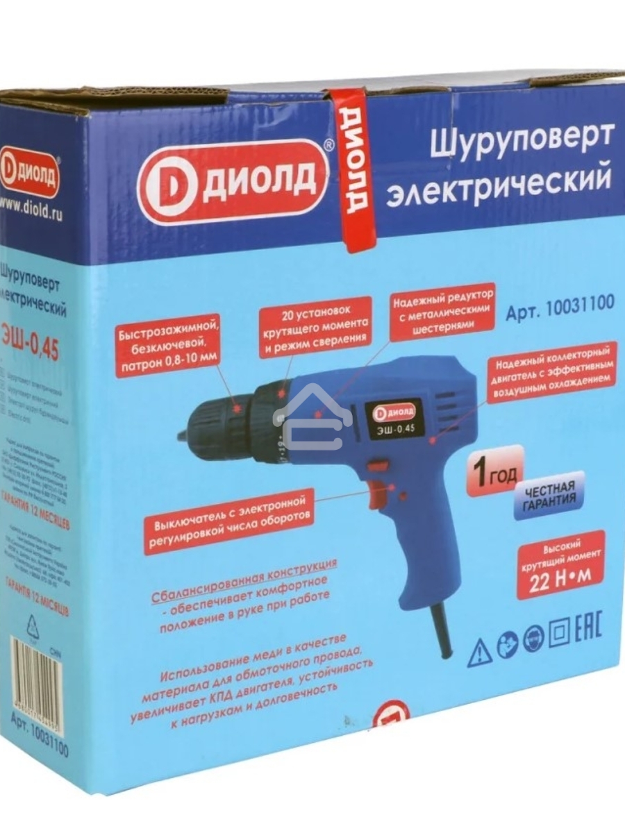 Дрель-шуруповерт ДИОЛД ЭШ-0,45, Сетевая, 450Вт