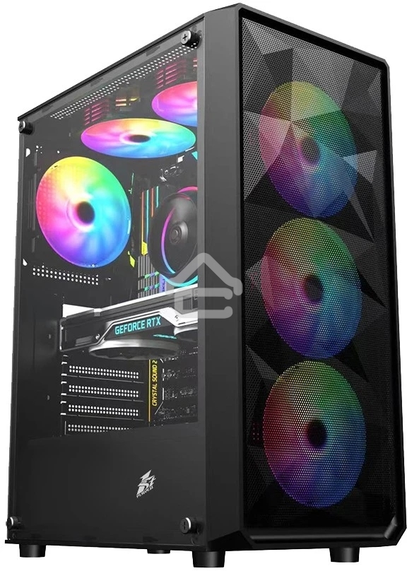 Компьютерный корпус 1STPLAYER FD3 Black/ATX/4x120мм LED fans inc./FD3-BK-4F1