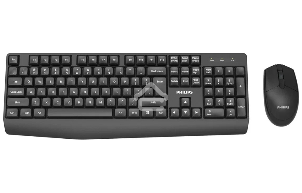 Беспроводной комплект Philips SPT6337, 2.4 GHz 104 клав/3 кнопки, 1600dpi, русская заводская раскладка, черный