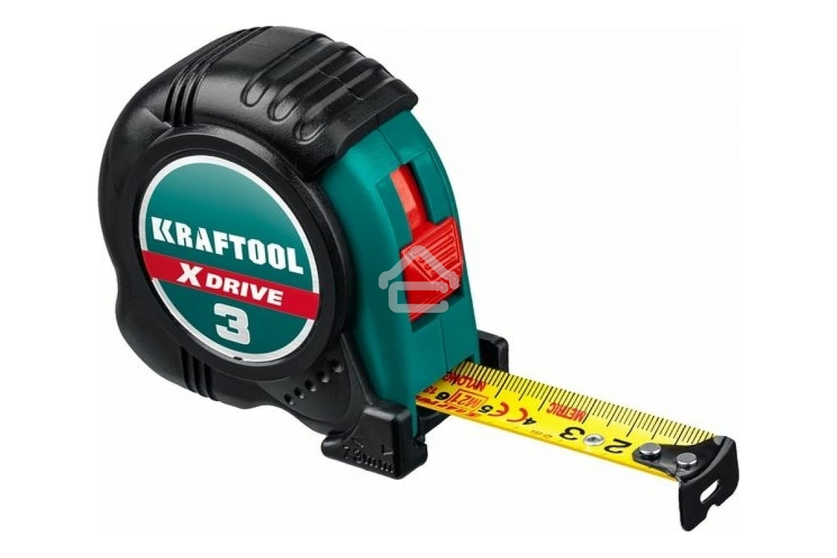 Рулетка KRAFTOOL X-Drive 3м/19мм с ударостойким обрезиненным корпусом