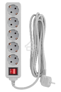 Сетевой фильтр PC Pet AP01006-3-GR 3м (5 розеток) серый