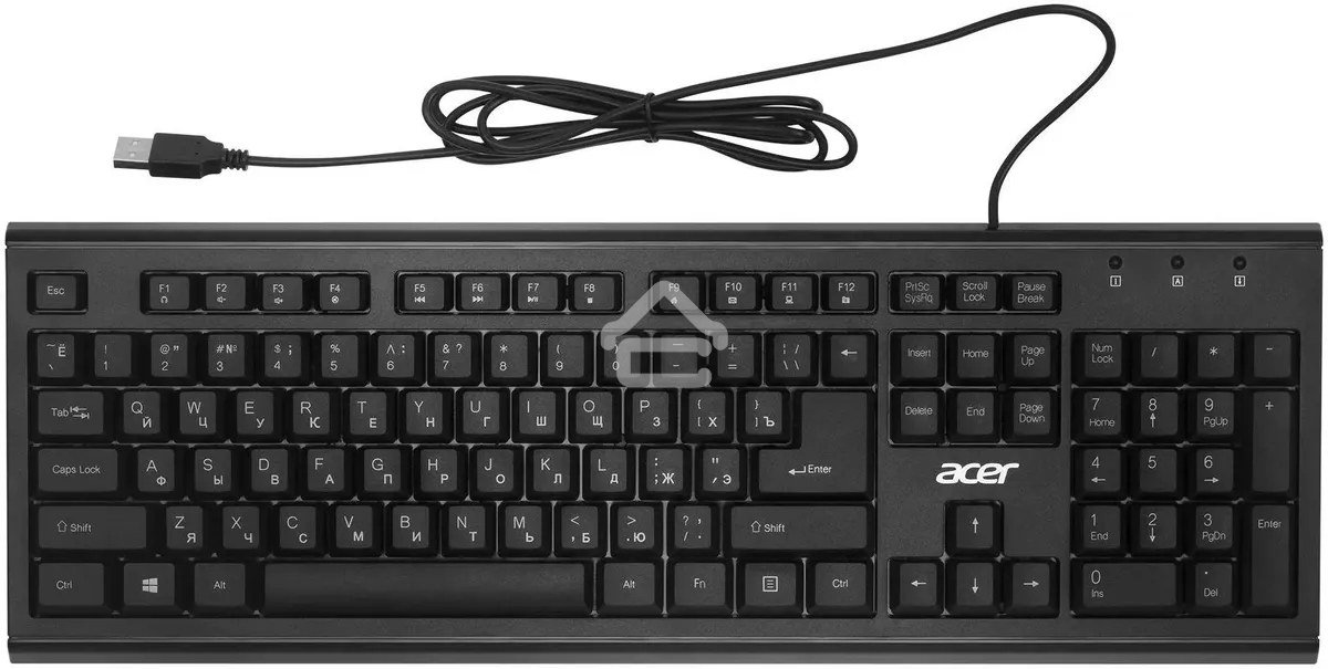 Клавиатура Acer OKW120 проводная, USB, черный