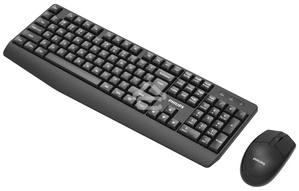 Беспроводной комплект Philips SPT6337, 2.4 GHz 104 клав/3 кнопки, 1600dpi, русская заводская раскладка, черный