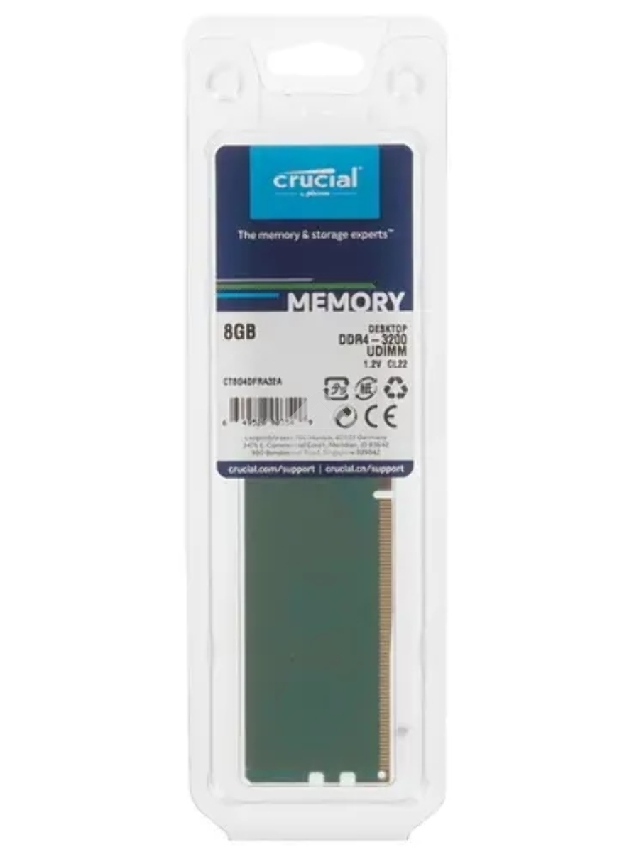 Оперативная память Crucial, DDR4, 8GB (1x8GB), 3200MHz, CL22, DIMM