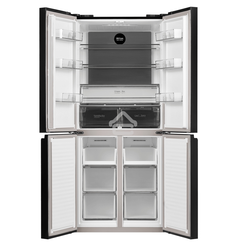 Холодильник Maunfeld MFF183NFBE черный трехкамерный инвертор 270/135л морозилка снизу, Total NoFrost, Side by Side