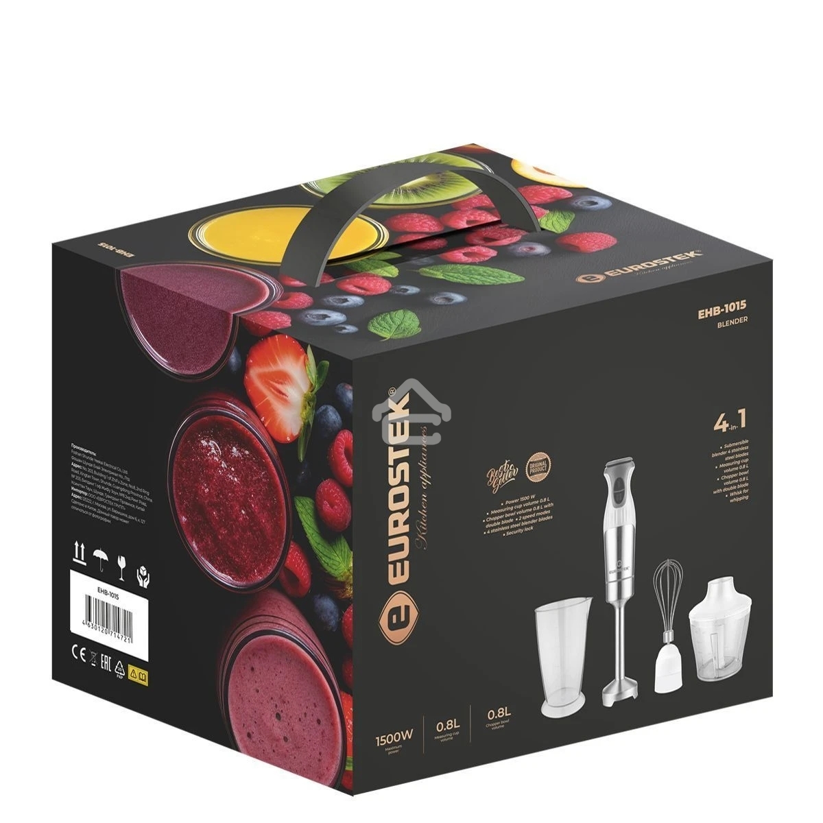 Блендер погружной Eurostek EHB-1015 1500 Вт, 0,8 л, белый