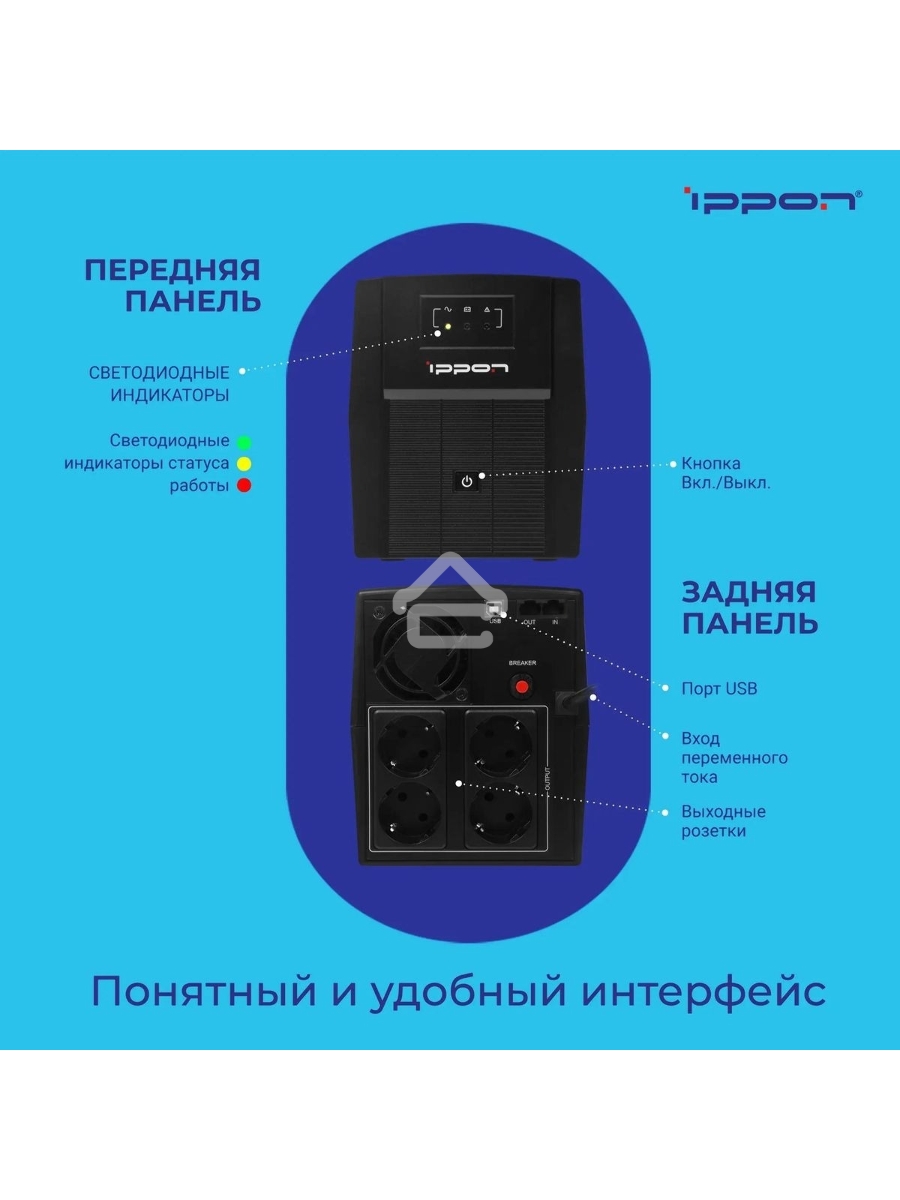 Источник бесперебойного питания Ippon Back Basic 1500 Euro 900Вт 1500ВА черный
