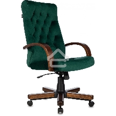 Кресло руководителя Бюрократ T-9928WALNUT Fabric Italia Green зеленый, крестов. металл/дерево