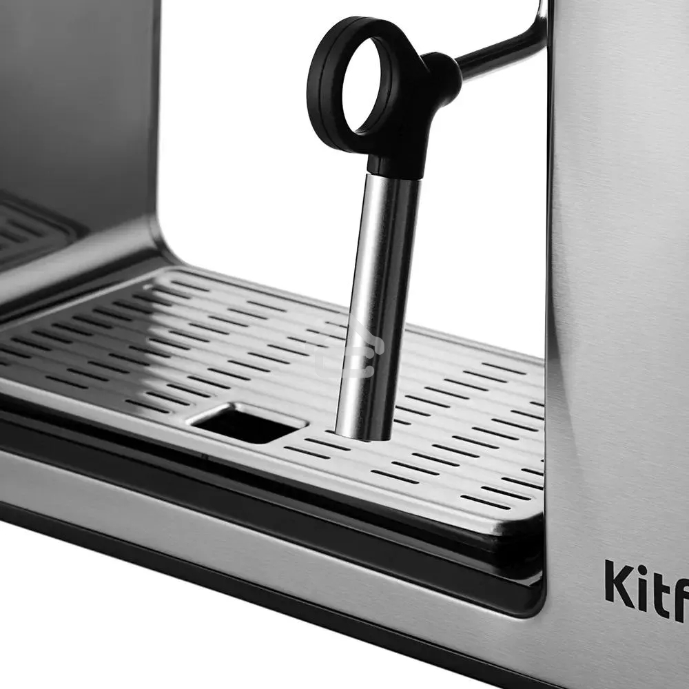 Кофеварка рожковая Kitfort КТ-7515 серебристый, исп. кофе - молотый, 1 л, 1450 Вт, 15 бар