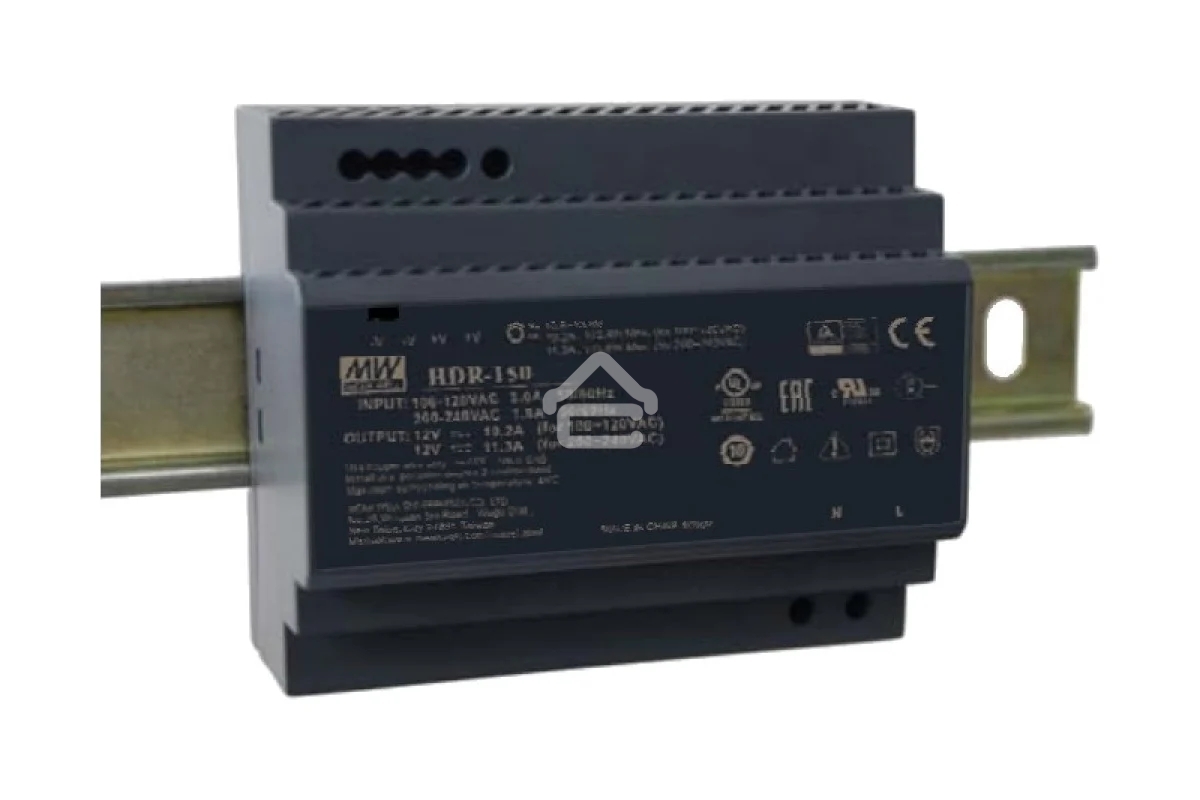 Блок питания AC-DC, 150Вт, вход 85-264 В AC 47-63Гц,120-370В DC, выход 24В,6.25А, рег. выхода 21.6-29В, в кожухе на DIN-рейку