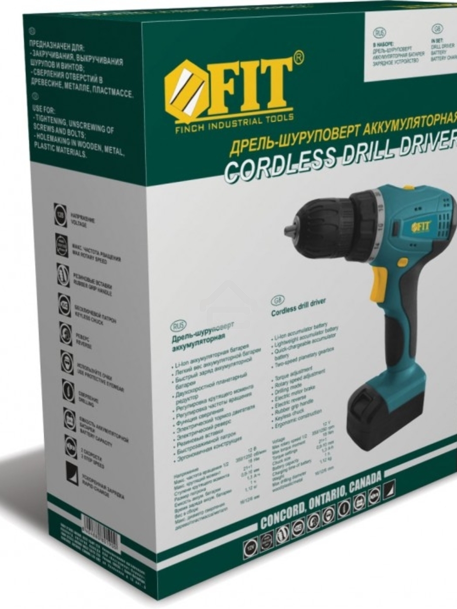 Дрель-Шуруповерт Fit CD-12L 80190, Аккумуляторная, 12В