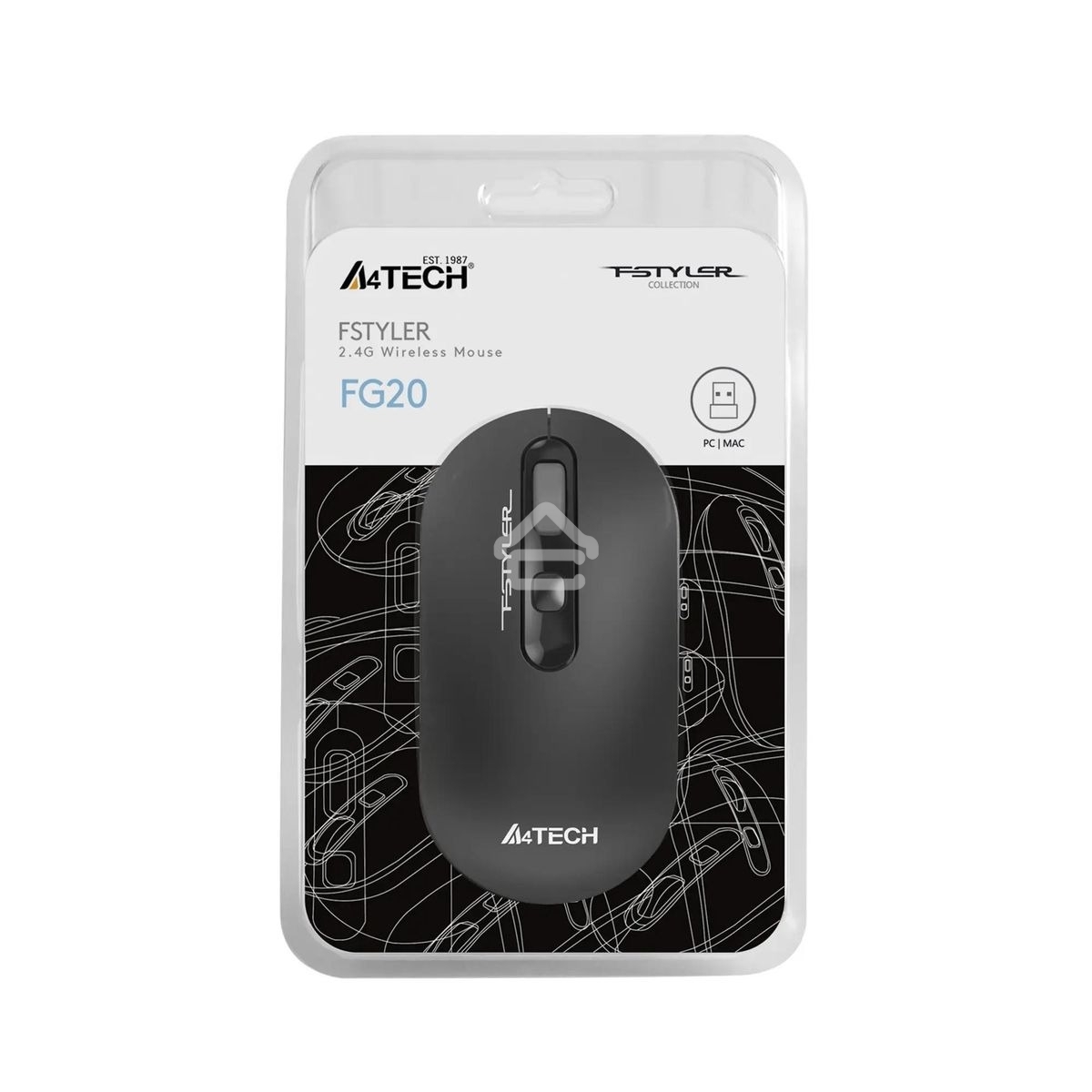 Мышь беспроводная A4Tech Fstyler FG20 серый, 2000 dpi, радиоканал, USB, кнопки - 4