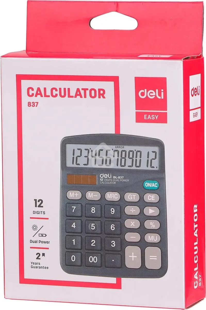 Калькулятор настольный Deli E837 черный 12-разр.