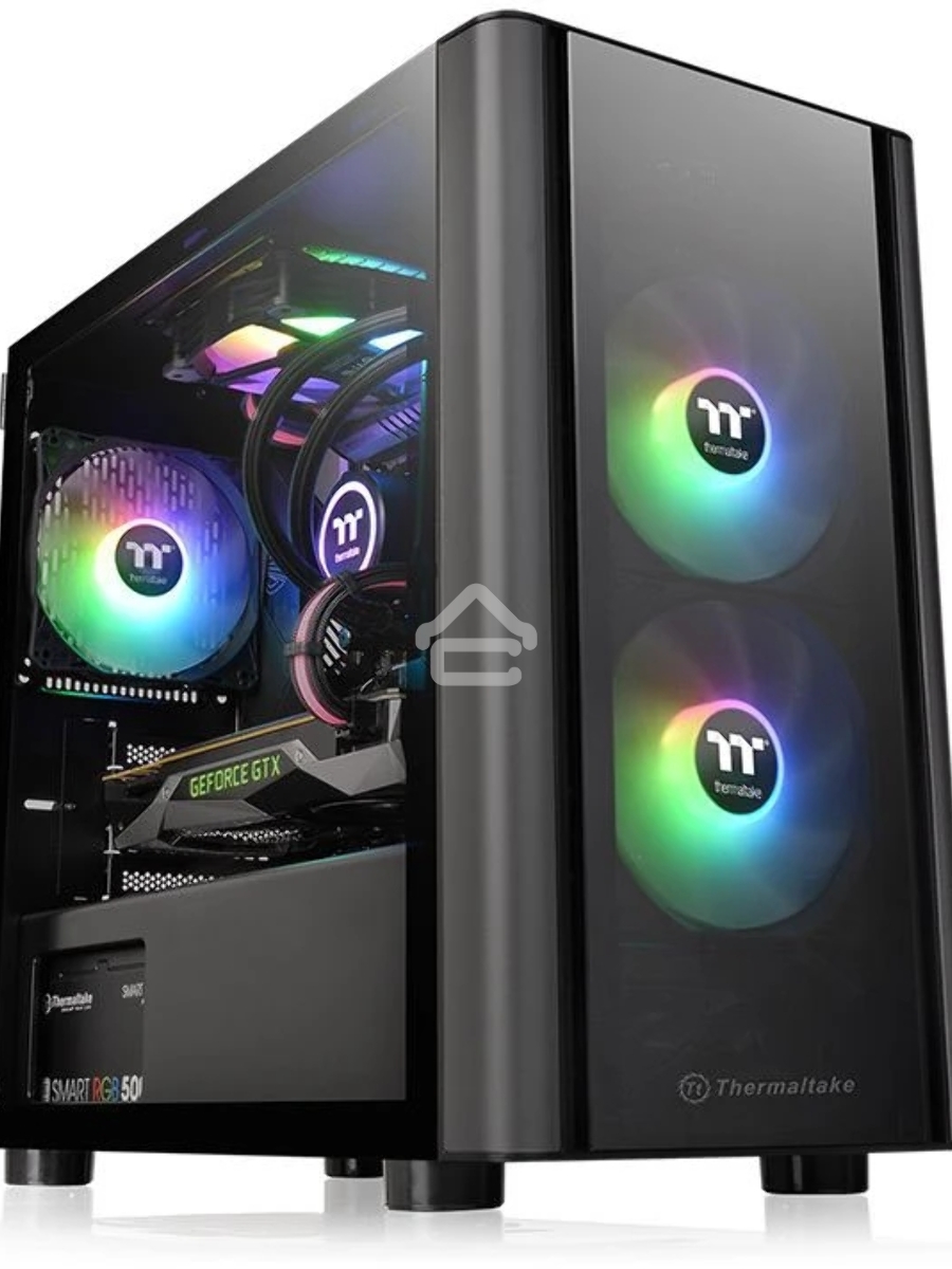 Компьютерный корпус Thermaltake V150 TG CA-1R1-00S1WN-00 Black/Win/SPCC/Tempered Glass*2/ 120mm Standard Fan*1