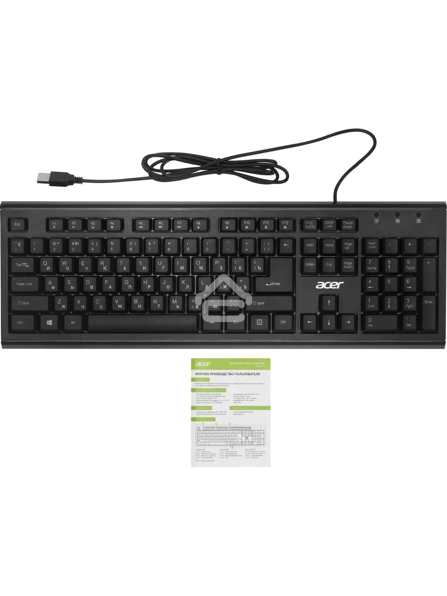 Клавиатура Acer OKW120 проводная, USB, черный