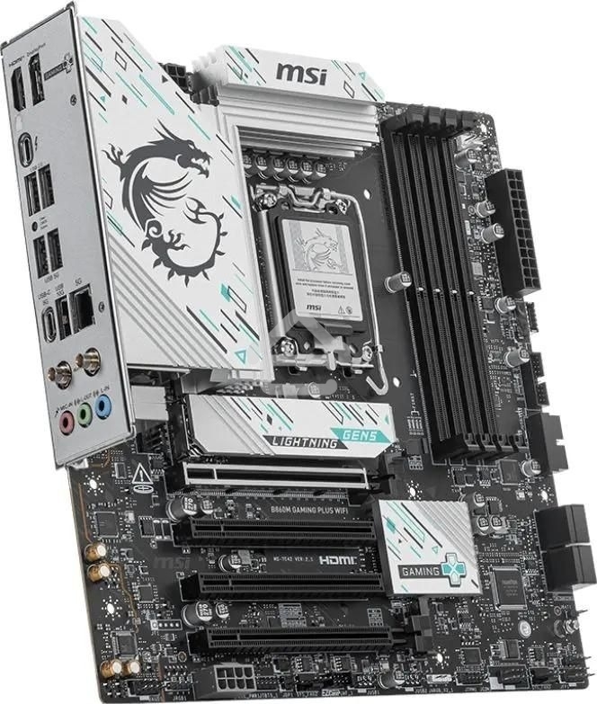Материнская плата MSI B860M GAMING PLUS WIFI, LGA 1851, Intel B860, 4xDDR5, 4xSATA, 3xM.2, 1xPCIe 4.0 x4, 1xPCIe 5.0 x16, 1xDP, 1xHDMI, 1xUSB-C, 1x 5Gb LAN, 3xUSB-A 2.0, 2xUSB-A 3.2 Gen 1, 1xUSB 3.2 Gen 2, 7.1, 3x3.5 мм, mATX